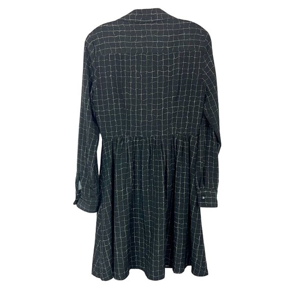 Hutch Black Grid Plaid Long Sleeve Shirt Dress Button Front - Size 4 - Picture 2 of 7